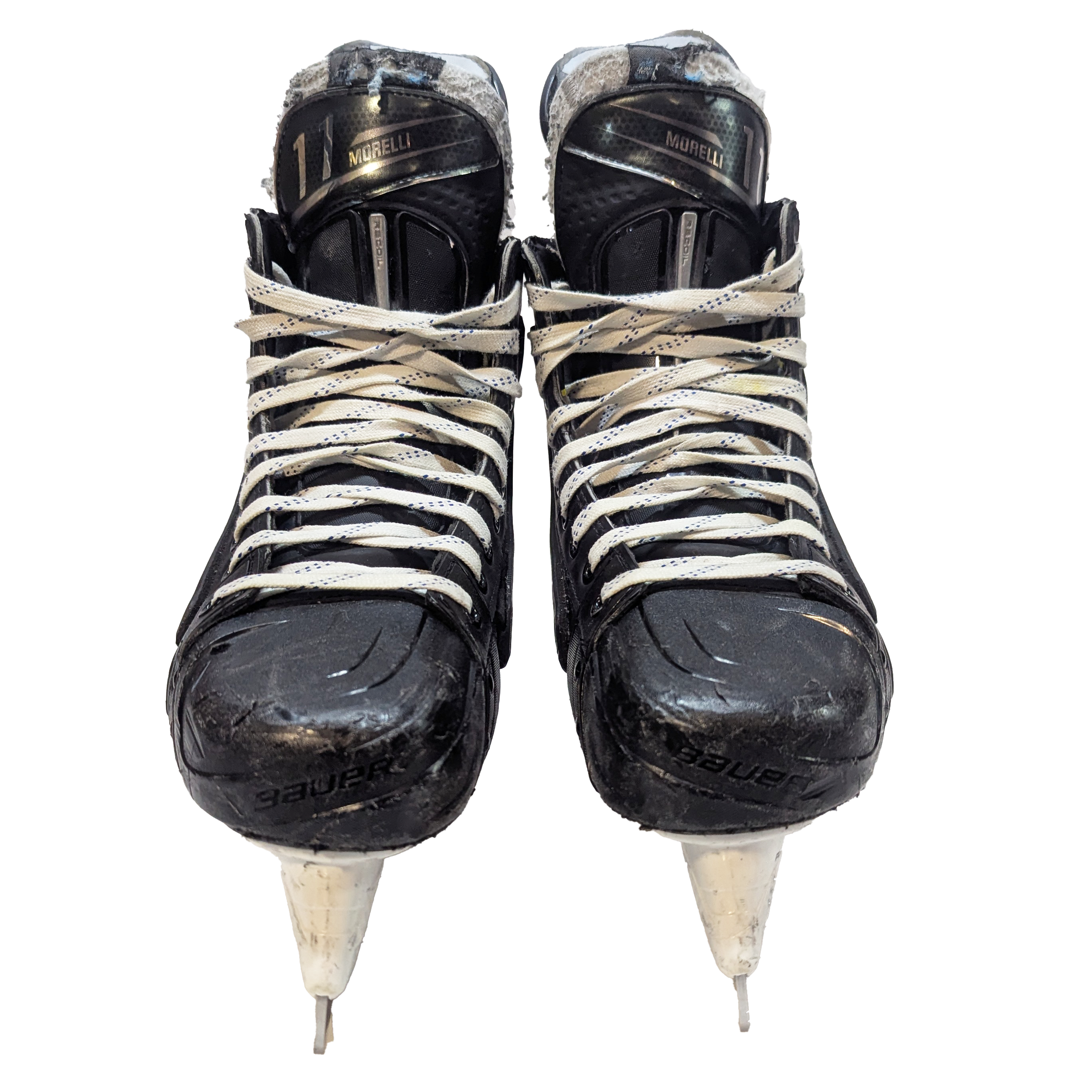 Bauer Vapor Hyperlite 2 – Patins de hockey AHL Pro Stock d'occasion avec bloqueurs de tirs – Taille 9